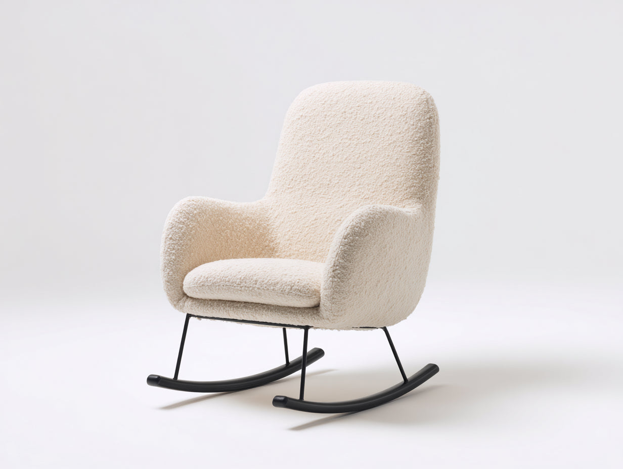 Mecedora tapizada tela bouclé 76x70x97 cm - crema - diseño minimalista
