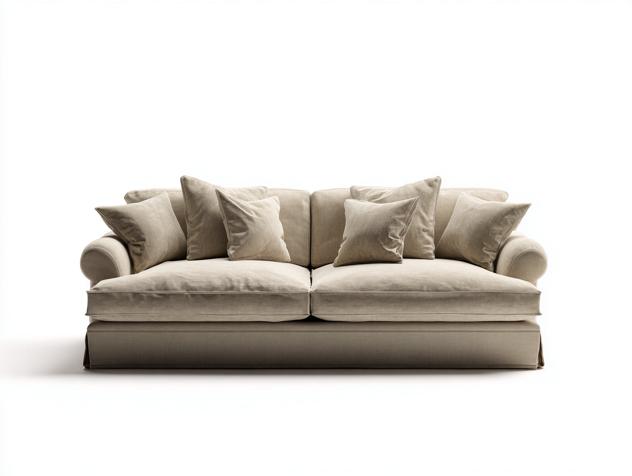 Sofás 2 plazas de tela 200x95x78 cm - beige - diseño clásico con brazos redondeados