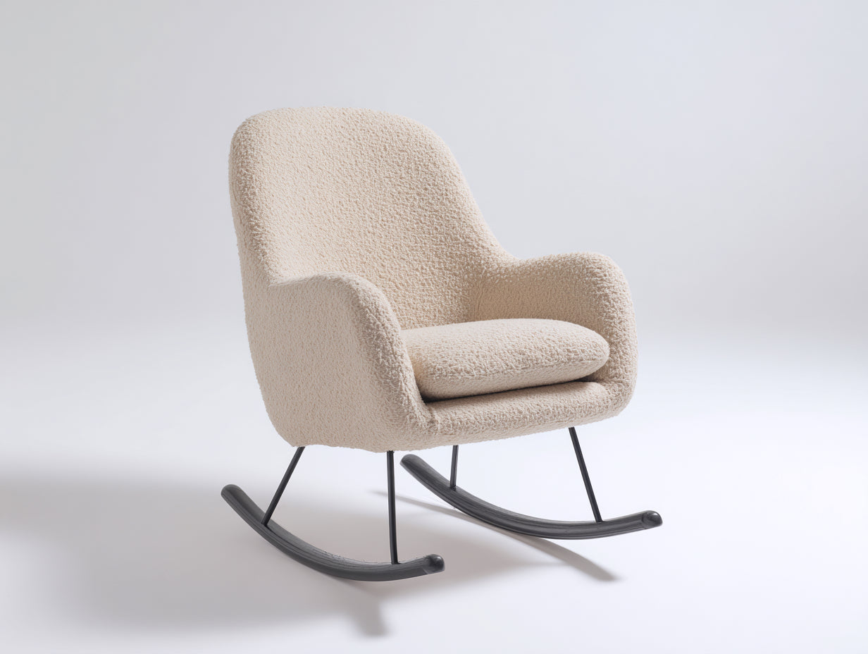 Mecedora tapizada tela bouclé 75x70x95 cm - beige - diseño moderno