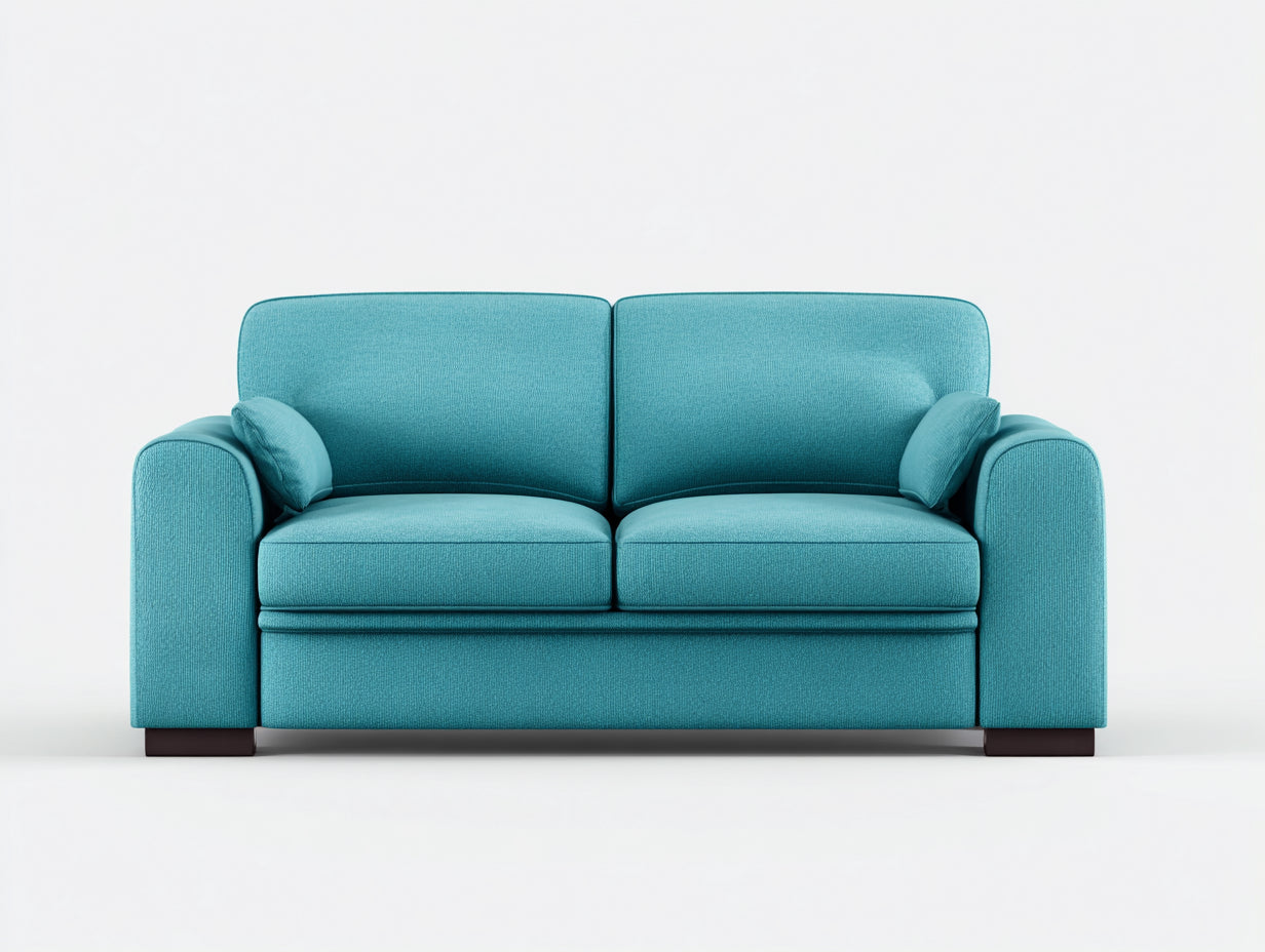 Sofá 2 plazas tapizado tela 160x85x80 cm - azul turquesa - diseño moderno