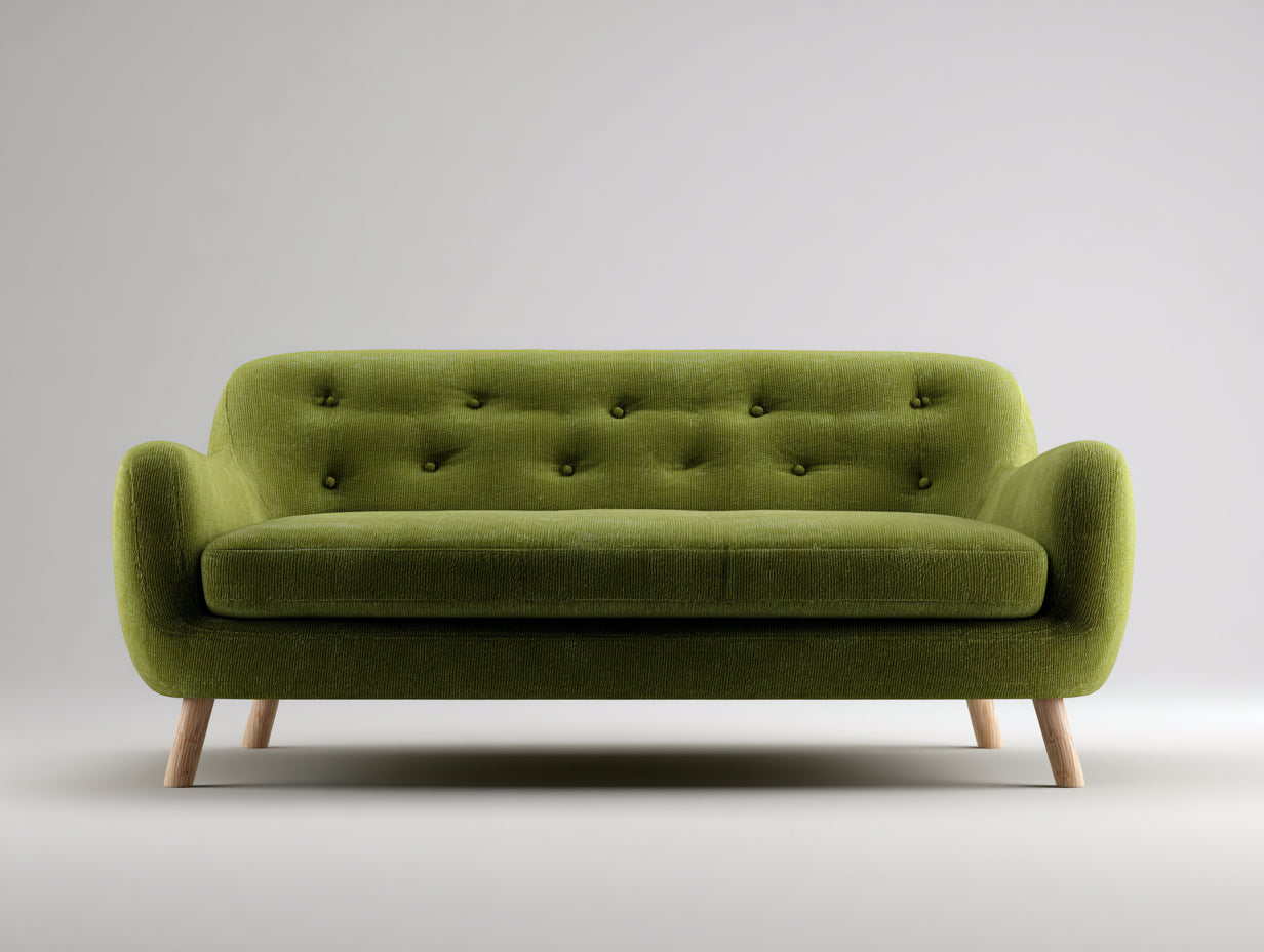 Sofás 2 plazas tapizado en tela 172x84x80 cm - verde - diseño retro para salón