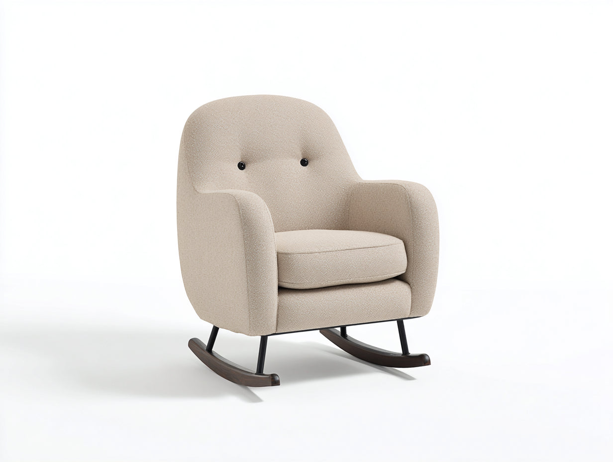 Mecedora tapizada tela bouclé 78x72x98 cm - beige - diseño contemporáneo