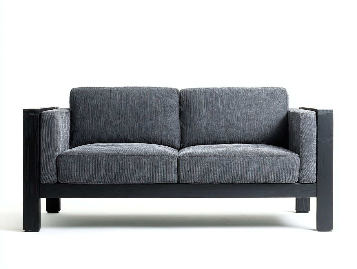 Sofás 2 plazas tela y madera 170x82x78 cm - gris oscuro-negro - estilo industrial