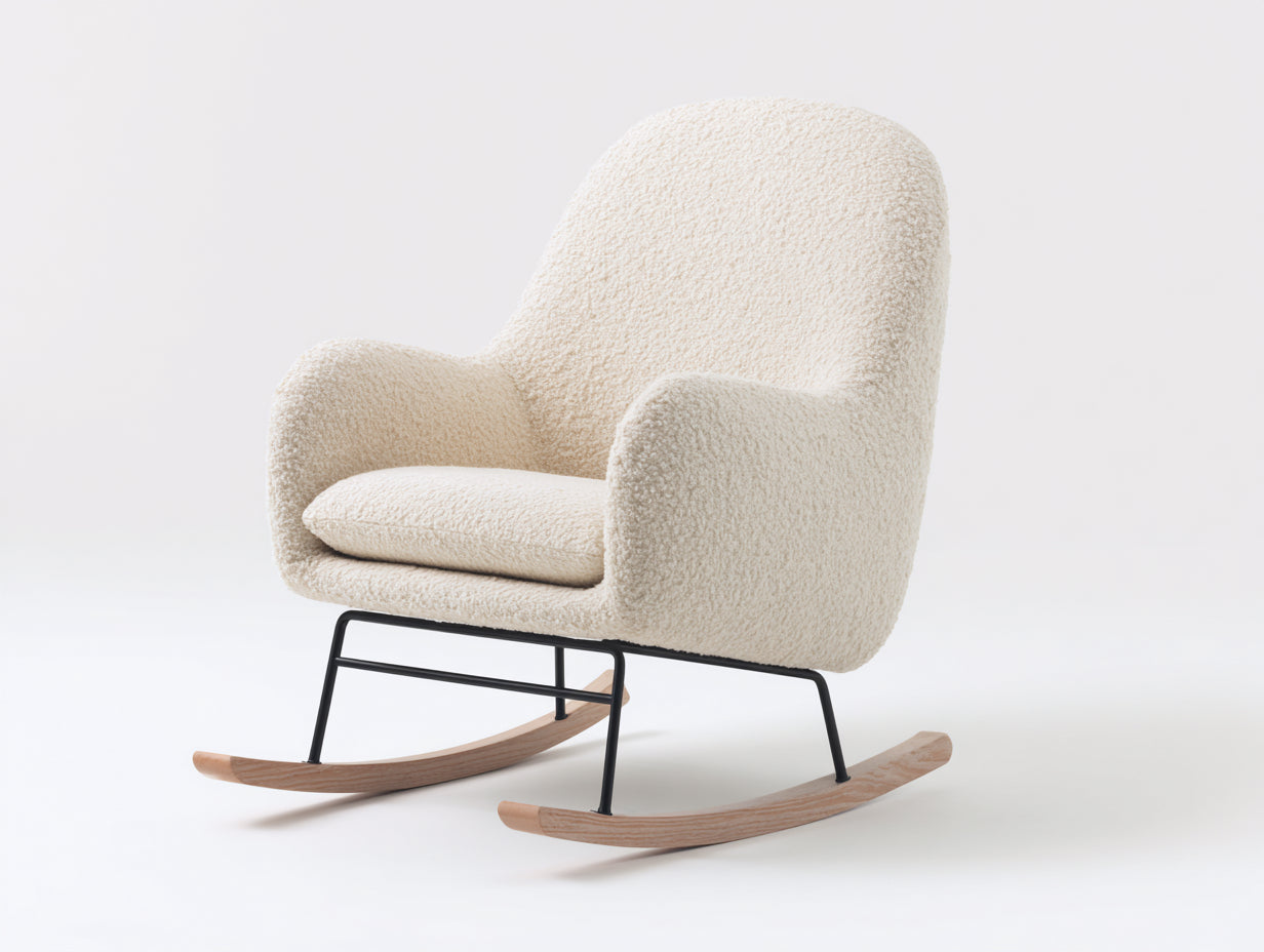 Mecedoras tapizadas en tela bouclé 76x85x93 cm - beige - diseño moderno para salón