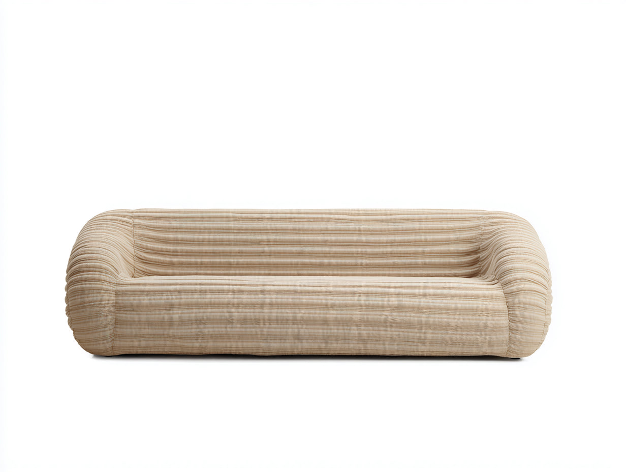 Sofás 2 plazas de tela 180x90x72 cm - beige - diseño moderno con brazos redondeados