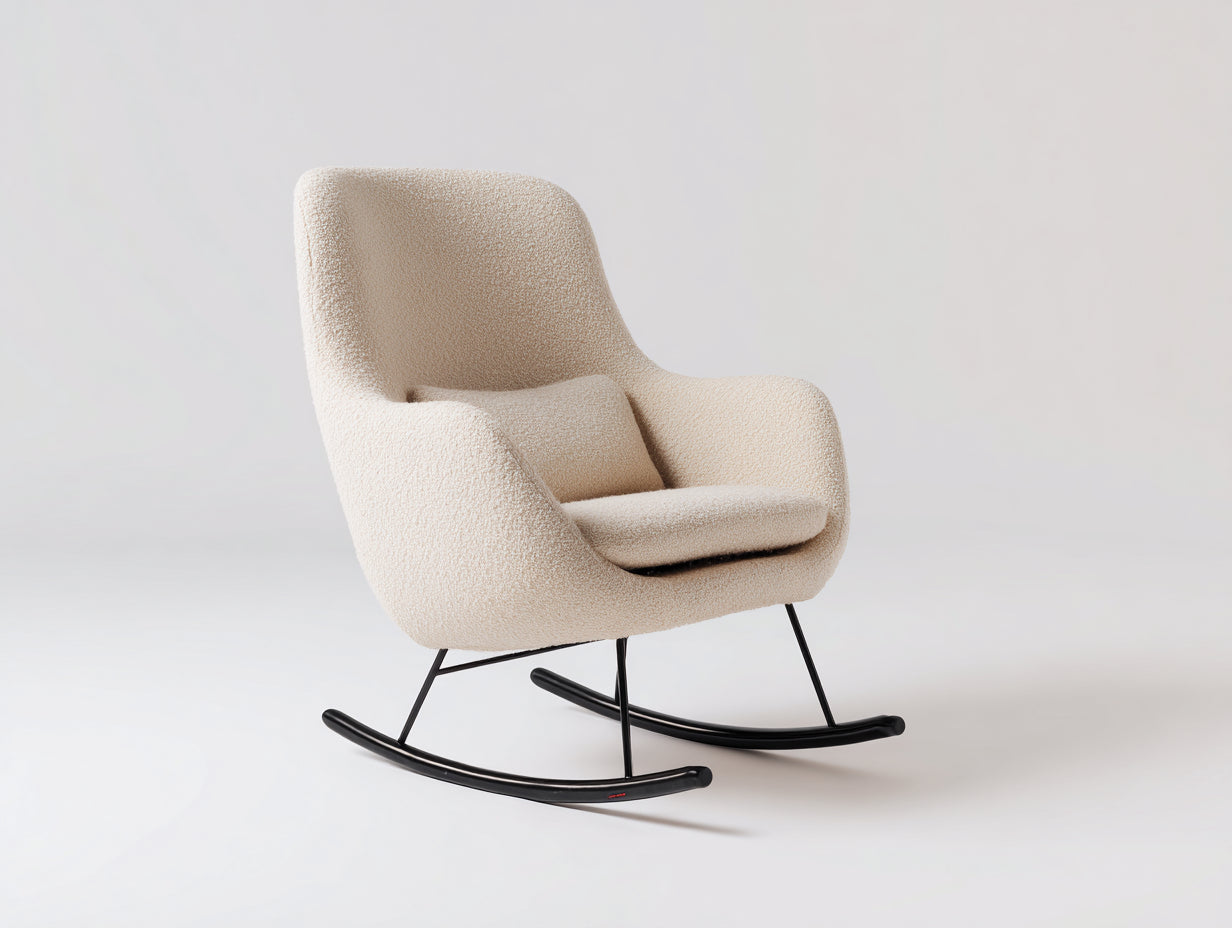 Mecedoras tapizadas en tela bouclé 78x86x96 cm - beige - diseño moderno para salón