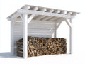 Leñero de exterior de madera 200x75x170 cm - blanco - diseño rústico para jardín