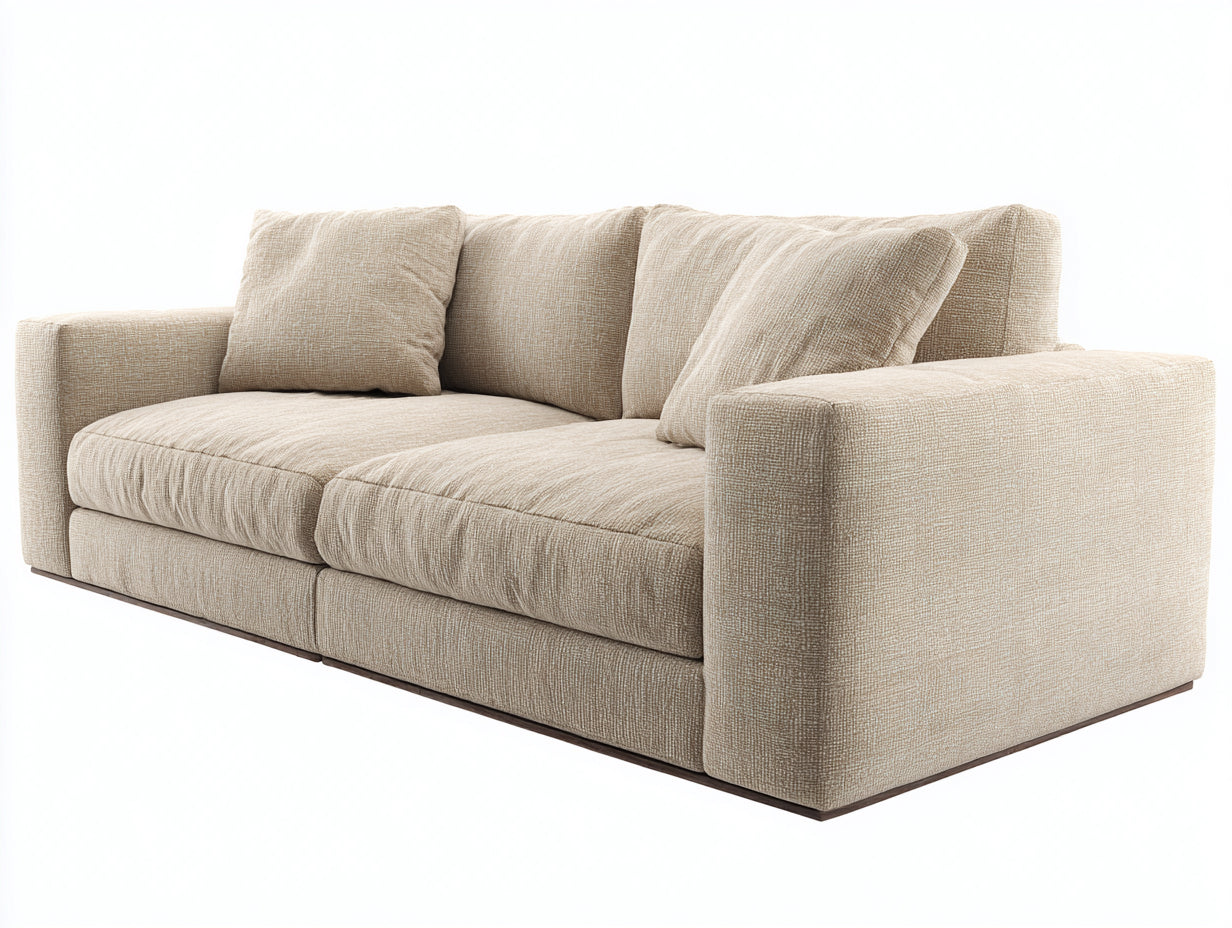 Sofás 2 plazas tela 180x92x78 cm beige para salón - diseño moderno acolchado