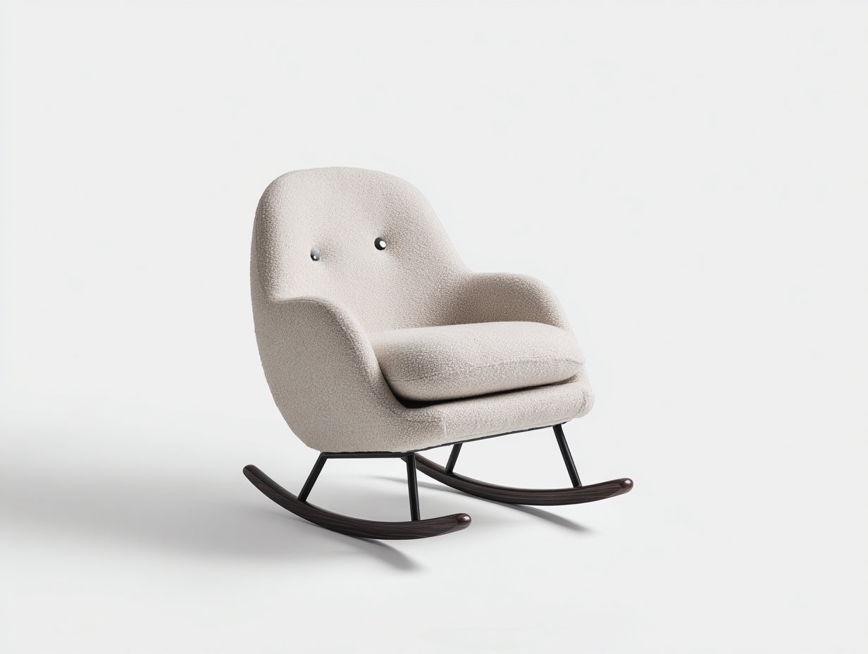 Mecedoras tapizadas en tela bouclé 74x84x91 cm - beige - diseño moderno para salón