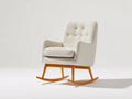 Mecedoras de tela borreguillo y madera 72x85x100 cm - beige-natural - diseño clásico con respaldo capitoné