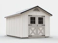 Casetas de jardín de madera 320x260x250 cm - blanco-gris - diseño clásico con puertas dobles
