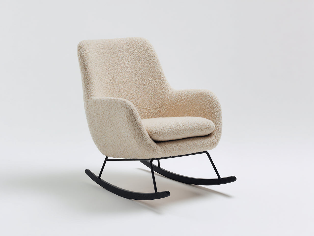 Mecedoras tapizado bouclé 76x88x92 cm beige para salón - diseño moderno con base curva