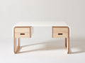 Mesas de oficina 140x65x76 cm - tablero blanco y madera clara - diseño nórdico con 2 cajones