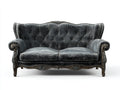 Sofás 2 plazas de terciopelo 168x82x95 cm - gris oscuro y madera tallada - estilo clásico