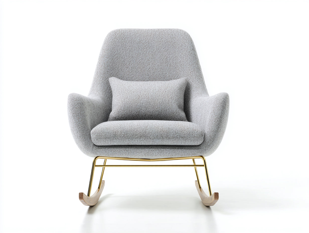 Mecedora tapizada tela bouclé 82x78x96 cm - gris claro - estilo contemporáneo