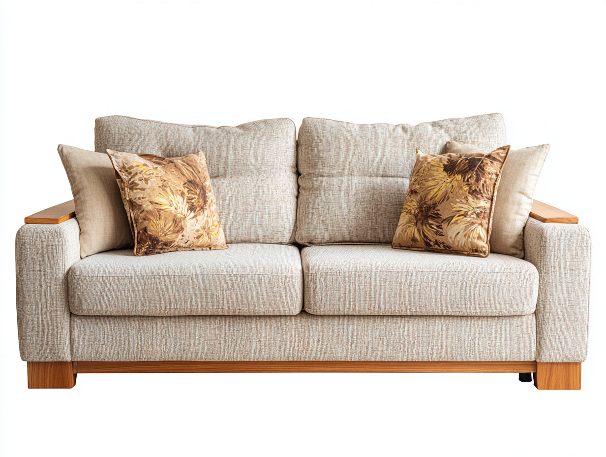 Sofás 2 plazas tela 178x90x80 cm beige para salón - diseño moderno con base de madera