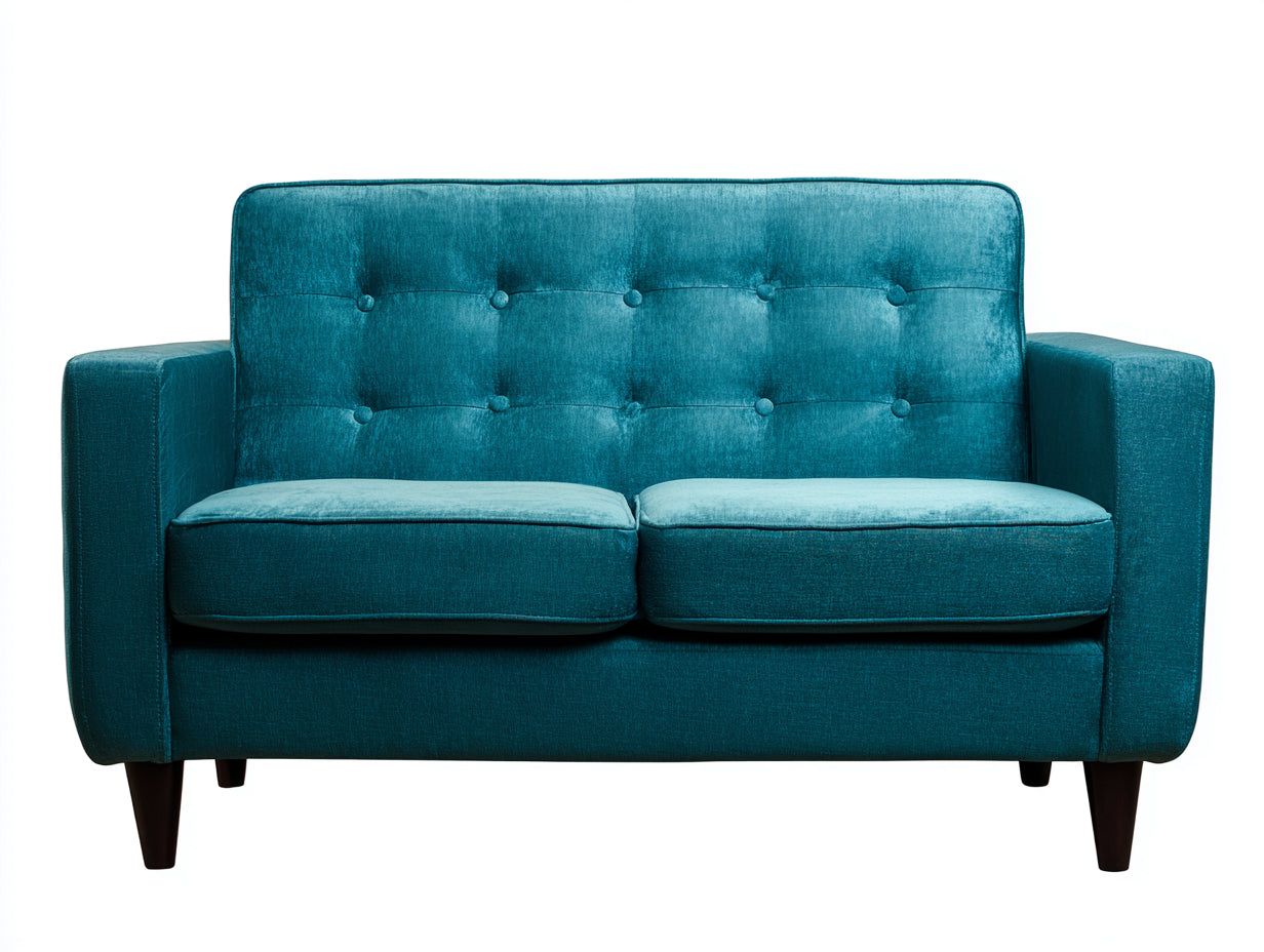 Sofás 2 plazas tapizado en tela 158x80x82 cm - azul petróleo - diseño moderno para salón